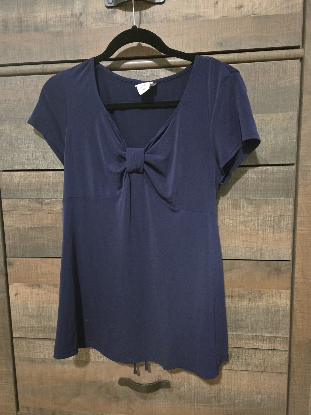 Oh Baby by Motherhood, Navy Short Sleeve Knot-Front Maternity Top